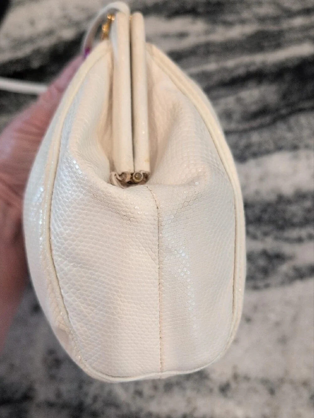 Sharif Snake Embossed Clutch Crossbody with Crystal &Gold Clasp RARE - VINTAGE